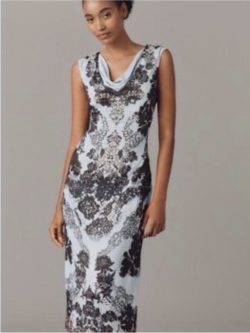 Anthropology Floral Maxi Dress in Blue & Black Size Small NWT